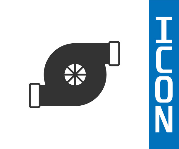 灰色汽车涡轮增压器图标孤立在白色背景上。车辆性能涡轮。涡轮压缩机归纳。向量图片下载