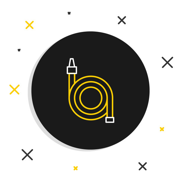 线消防软管卷轴图标孤立在白色背景上。色彩斑斓的轮廓的概念。向量图片下载