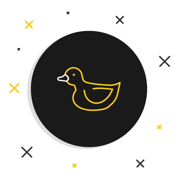 线橡胶鸭图标孤立在白色背景上。色彩斑斓的轮廓的概念。向量图片下载