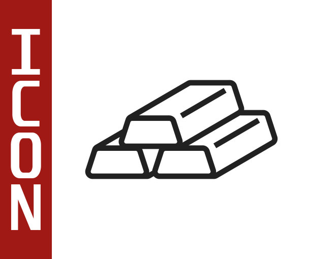 黑线金条图标孤立在白色背景上。银行业务的概念。向量图片下载