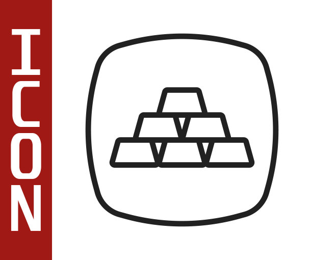 黑线金条图标孤立在白色背景上。银行业务的概念。向量图片下载