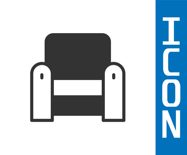 灰色扶手椅图标孤立在白色背景上。向量图片下载