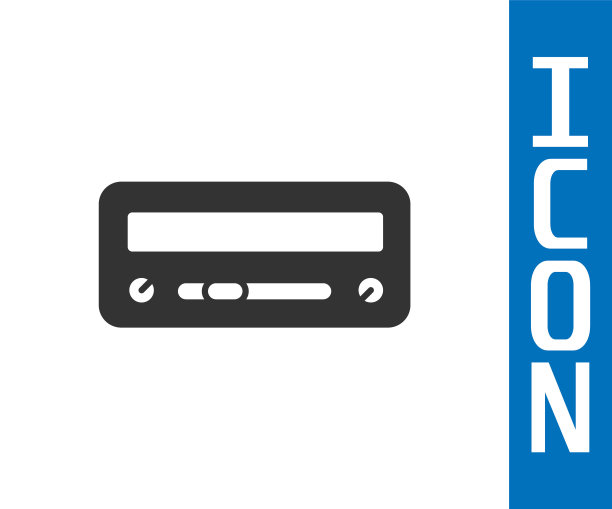 灰色汽车音频图标孤立在白色背景。调频广播汽车音频图标。向量图片下载