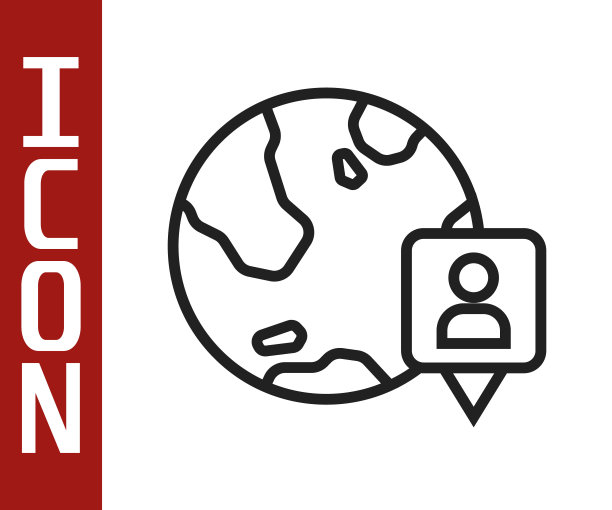 黑线在白色背景上孤立的全球图标上的位置。土相星座。向量图片下载