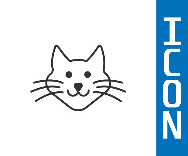 灰猫图标孤立在白色背景上。向量图片下载