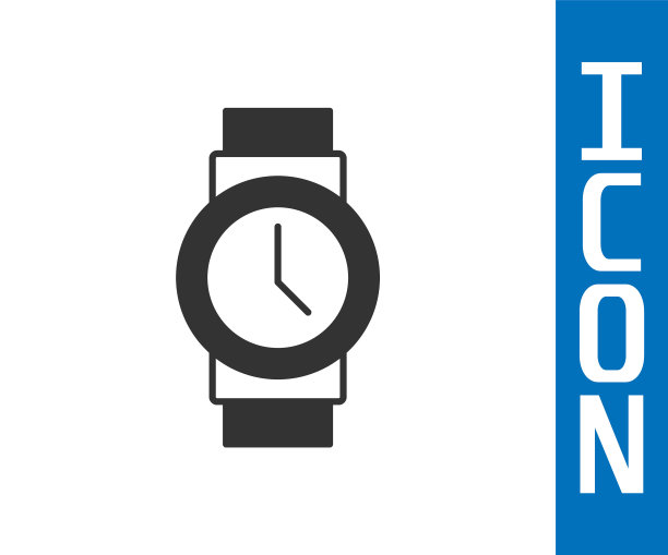 灰色腕表图标孤立在白色背景上。手表图标。向量图片下载