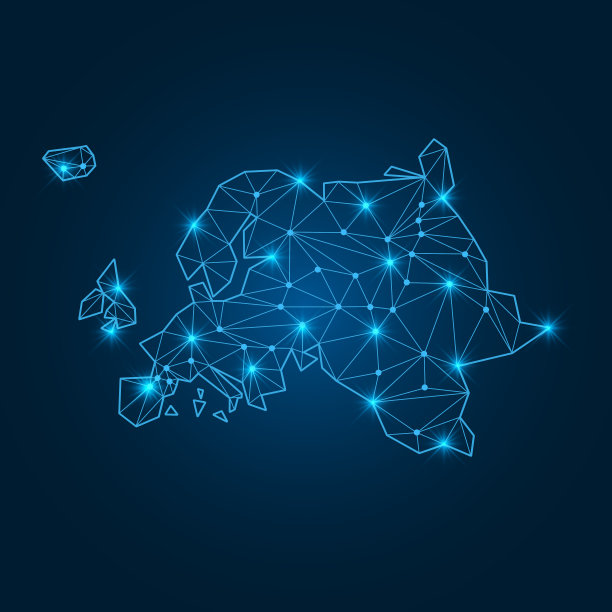 欧洲地图多边形发光形状。图片下载