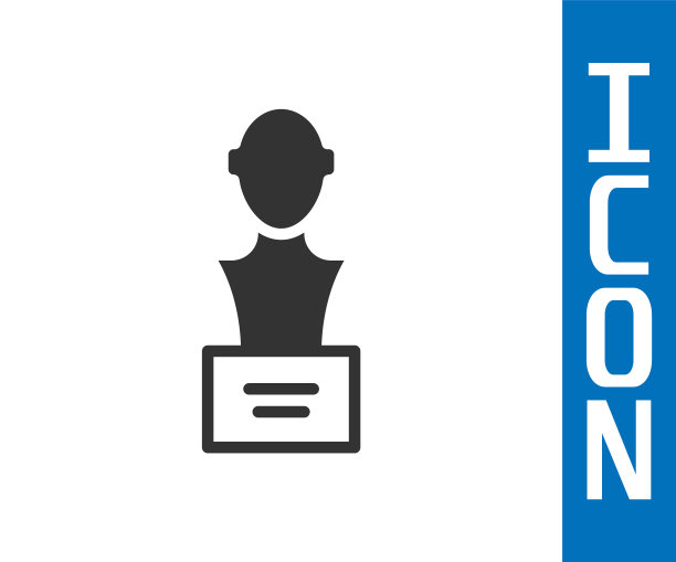 灰色石膏头雕塑半身图标孤立在白色背景上。向量图片下载