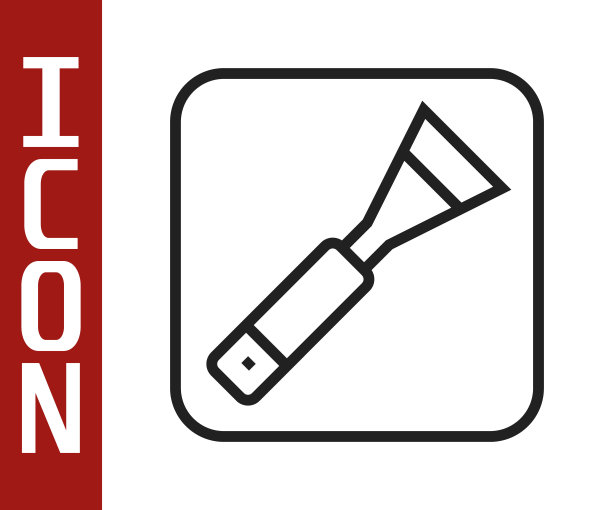 黑色线油漆刷图标孤立在白色背景。为艺术家或考古学家和清理挖掘。向量图片下载