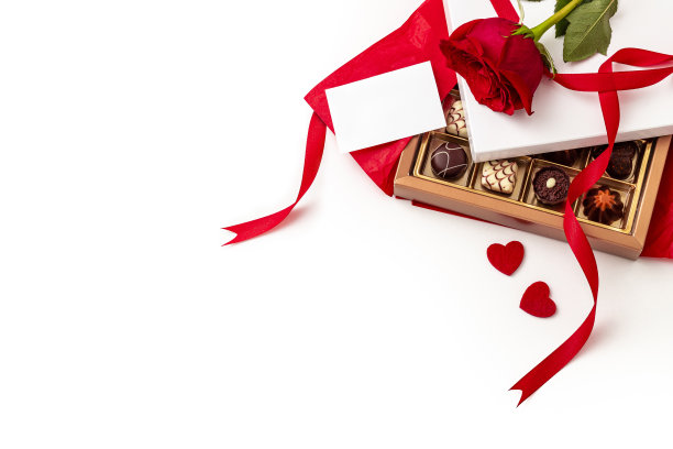 情人节礼物白色背景与复制空间图片下载