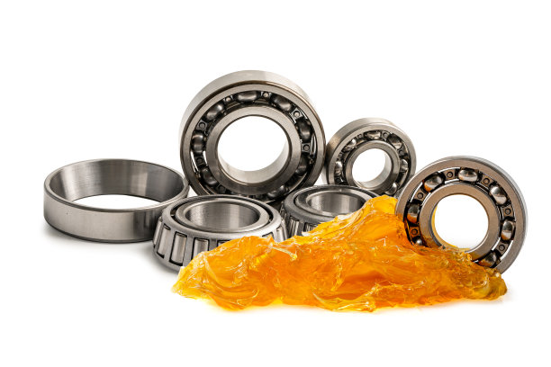 滚珠轴承不锈钢润滑脂锂机械润滑汽车和工业隔离白色背景。图片下载