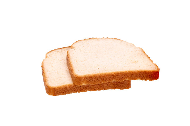 两片被隔离在白色背景上的小麦面包。侧视图图片下载