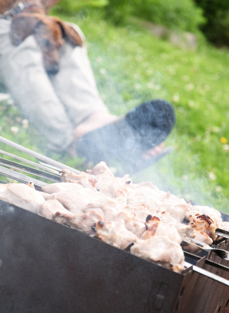 狗和肉一起烧烤图片下载
