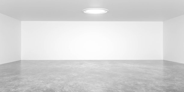 白色墙壁在大的空房间与混凝土地板和反射3d渲染插图图片下载