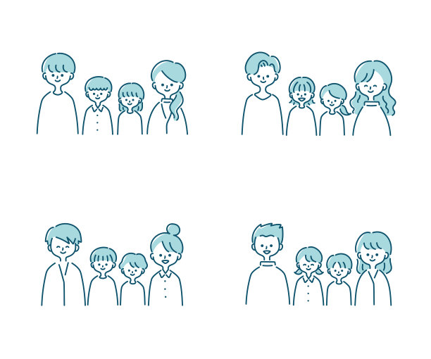 一套四口之家的插图图片下载