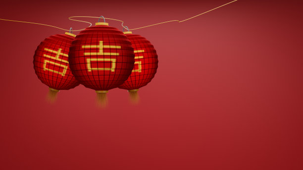 新年快乐的中国灯笼在红色的背景。3d渲染(中文翻译:Rich)图片下载
