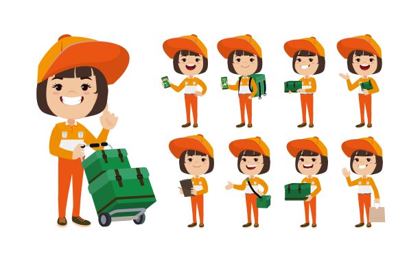 不同姿势的送货人员图片下载