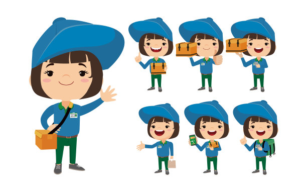 不同姿势的送货人员图片下载