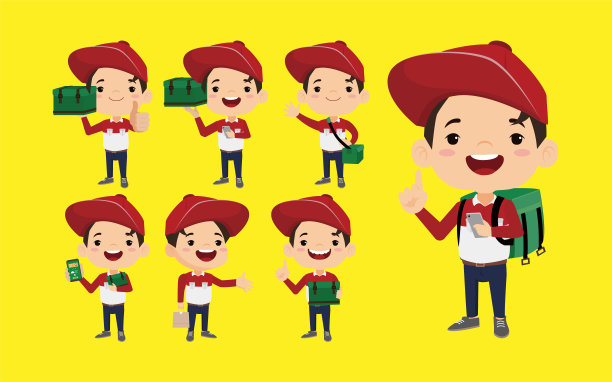 不同姿势的送货人员图片下载