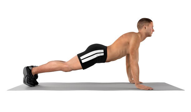 健身男做基本的平板运动图片下载