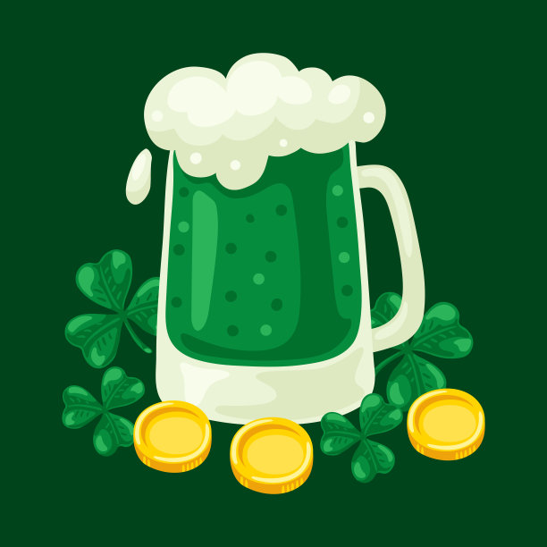 圣帕特里克节贺卡。与爱尔兰国家项目的节日插图。图片下载