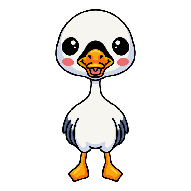 可爱的小鹅卡通站着图片下载