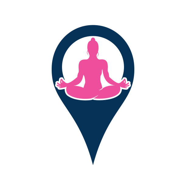 瑜伽或水疗定位标志设计。人体姿势和GPS图标设计。图片下载