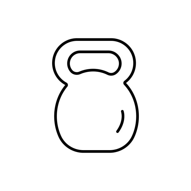 壶铃黑色描边图标，力量训练UI UX设计图片下载