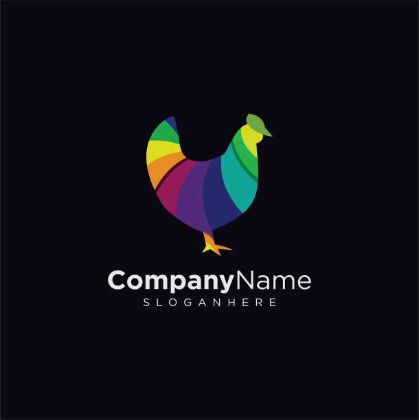 母鸡彩色矢量插图图标。鸡鸟平面设计。鸡场设计梯度丰富多彩的风格图片下载