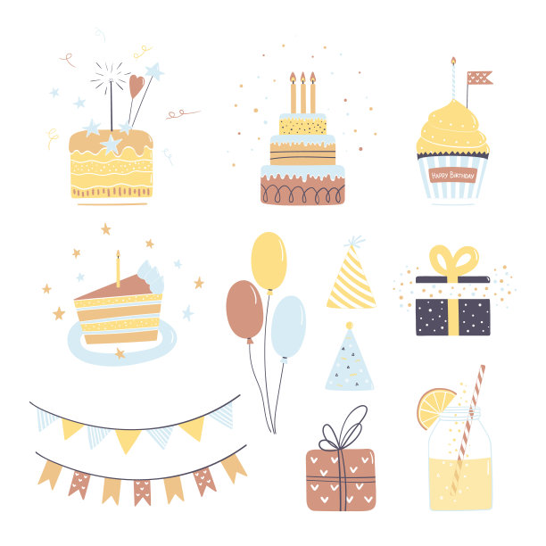 生日聚会矢量剪纸艺术图片下载