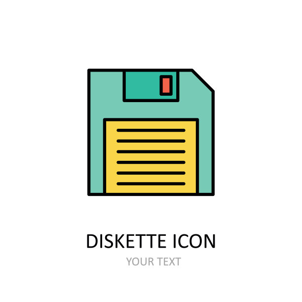 矢量插图与磁盘。轮廓图标图片下载