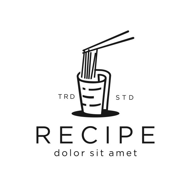 菜谱纸面条食品菜单图标插图烹饪厨房餐厅烹饪设计矢量符号标志标签会徽图片下载