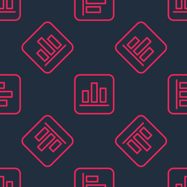 红线饼图信息图表图标孤立无缝模式上的黑色背景。图图表的迹象。向量图片下载