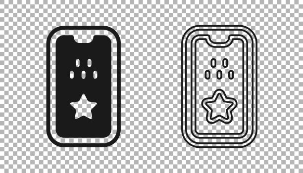 黑色出租车移动应用程序图标孤立在透明的背景。移动应用出租车。向量图片下载