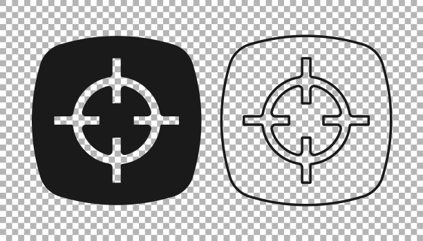 黑色目标运动图标孤立在透明的背景。目标清晰，有数字，用于射击场或射击。向量图片下载