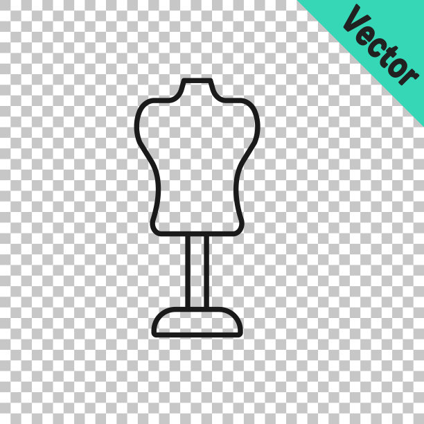 黑线人体模型图标孤立在透明背景上。裁缝假。向量图片下载