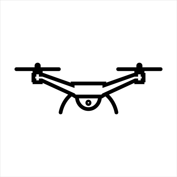 四轴飞行器线图标，无人机矢量标识孤立在白色背景上图片下载