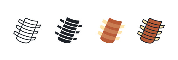 肋骨图标。线性平面颜色图标轮廓形状轮廓。黑色孤立的剪影。填充固体图标。现代字形设计。向量插图集。肉类产品。食品配料图片下载