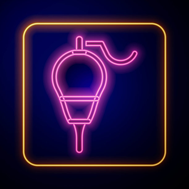 发光的霓虹灯钓鱼浮标图标孤立在黑色背景。渔具。向量图片下载