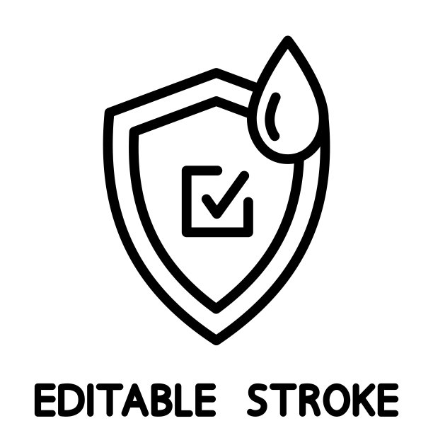 防水图标，防跌落。用水滴遮挡并做检查标记。耐液体图片下载