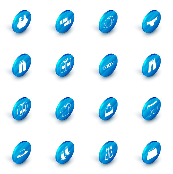 设置冬季围巾，毛衣，男人内裤，裤子，衬衫，和皮带图标。向量图片下载