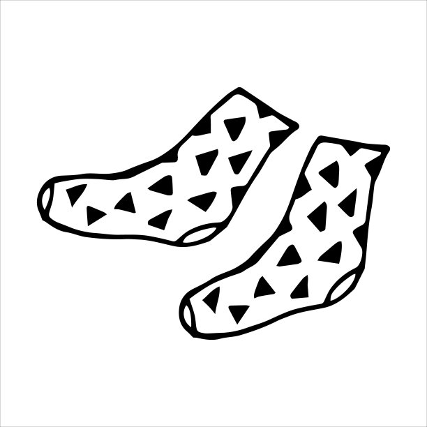 涂鸦风格的手绘袜子。黑白矢量插图图片下载