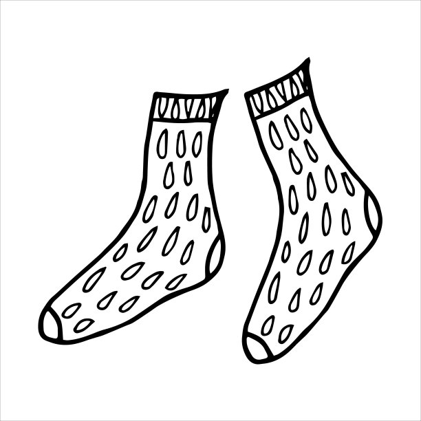 涂鸦风格的手绘袜子。黑白矢量插图图片下载
