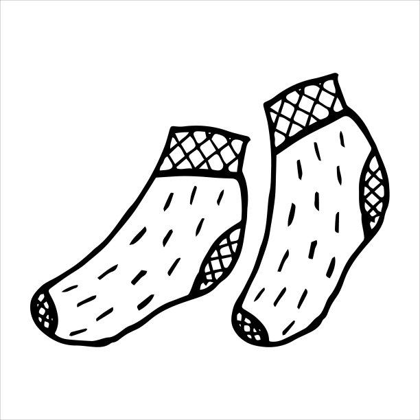 涂鸦风格的手绘袜子。黑白矢量插图图片下载