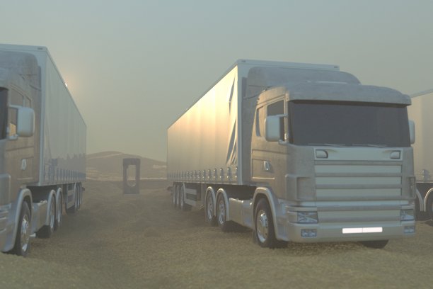 沙漠中的清洁能源物流理念图片下载