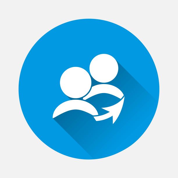 推荐链接矢量图标上的蓝色背景。带有长阴影的平面图像。图层分组便于编辑插图。为你的设计。图片下载