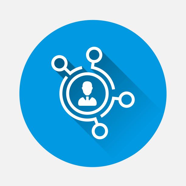 推荐链接矢量图标上的蓝色背景。带有长阴影的平面图像。图层分组便于编辑插图。为你的设计。图片下载