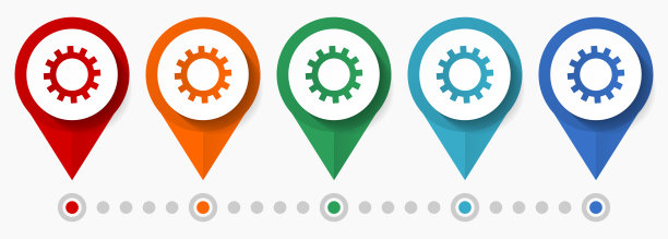 技术，行业，齿轮概念矢量图标集，平面设计指针，信息图形模板图片下载