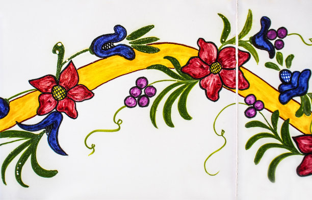 老房子立面传统瓷砖的细节。装饰瓷砖。瓦伦西亚传统瓷砖。花卉装饰。图片下载