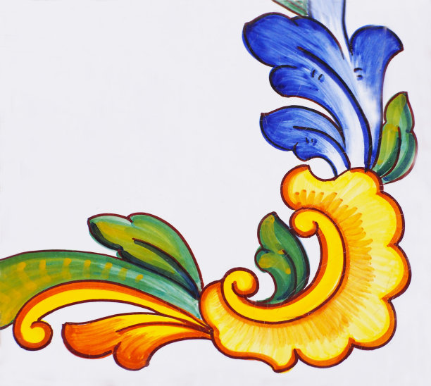 老房子立面传统瓷砖的细节。装饰瓷砖。瓦伦西亚传统瓷砖。花卉装饰。图片下载